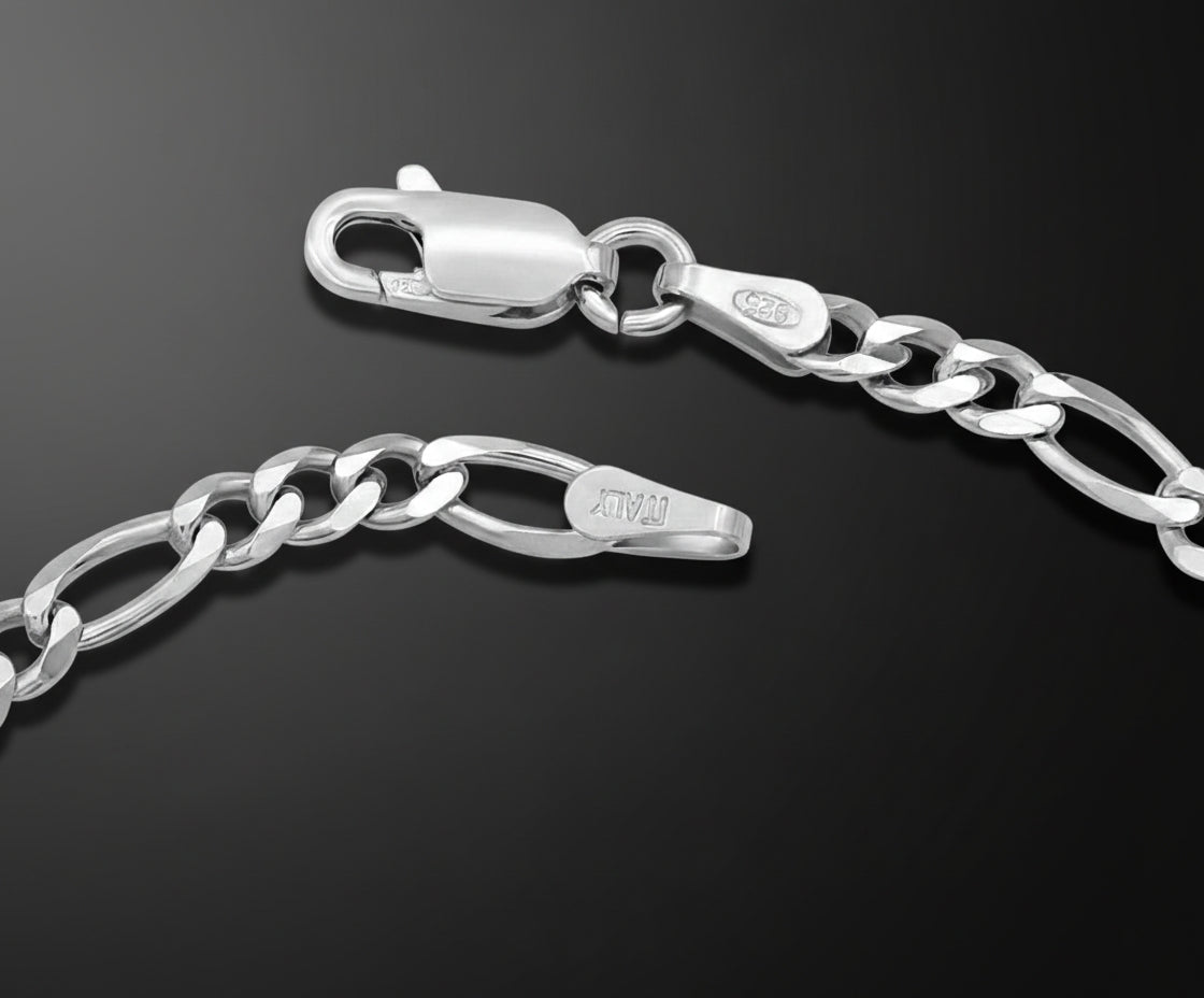 Figaroarmband 925 Sterling Silber rhodiniert 3,5mm 17cm Figarokette Damen/ Herren Neu