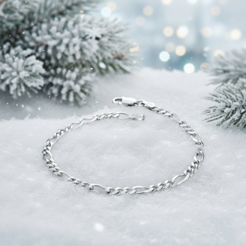 Figaroarmband 925 Sterling Silber rhodiniert 3,5mm 17cm Figarokette Damen/ Herren Neu