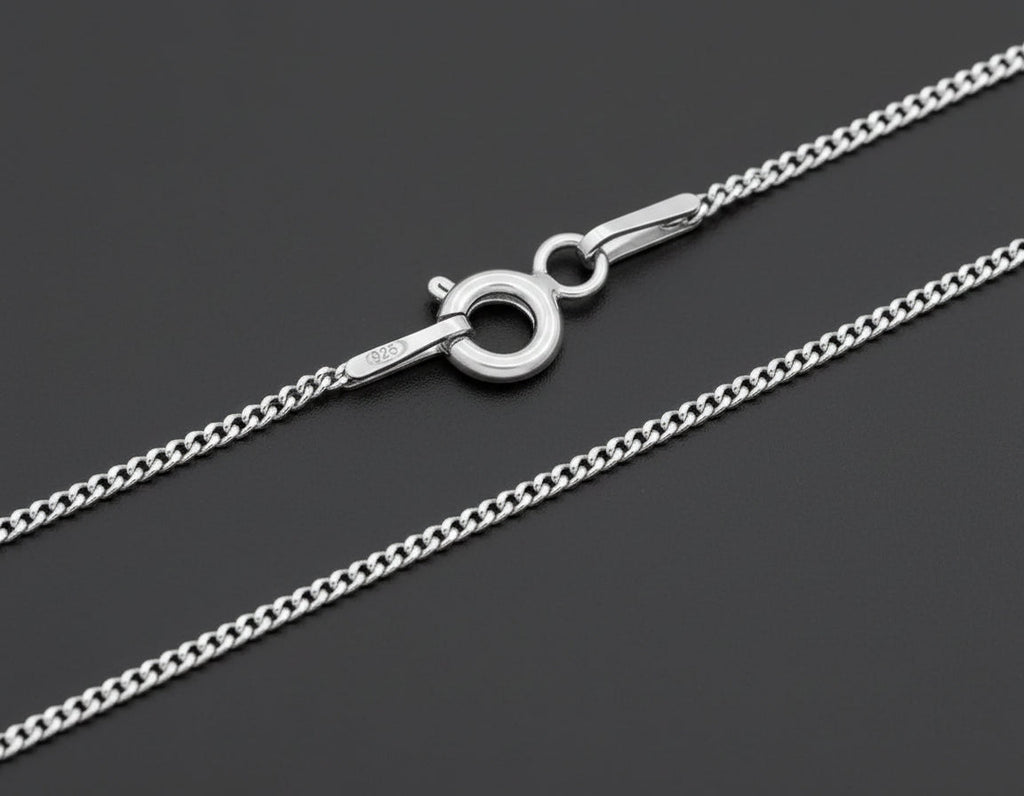 Panzerkette 925 Silber Halskette 1mm 50cm Silberhalskettekette Damen/ Herren