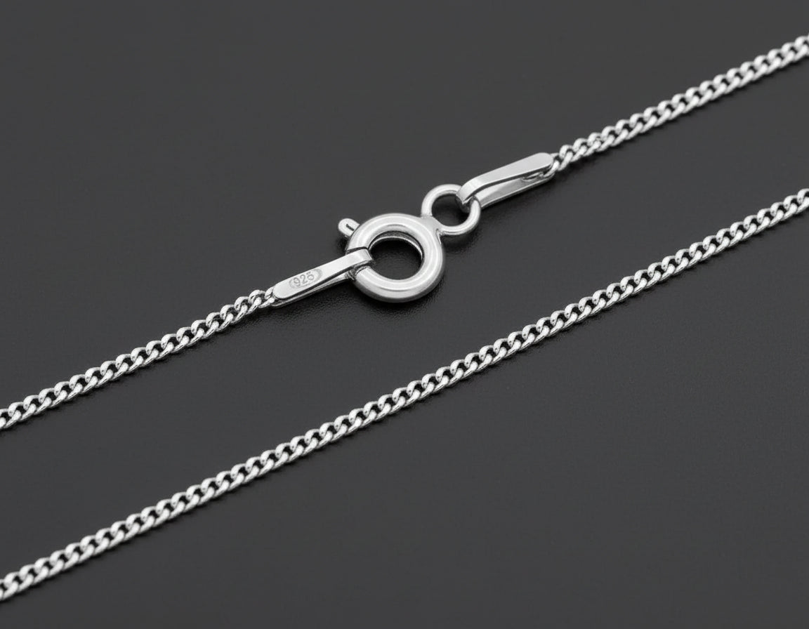 Panzerkette Silberkette 925 Silber 1mm 45cm Halskette Damen / Herren