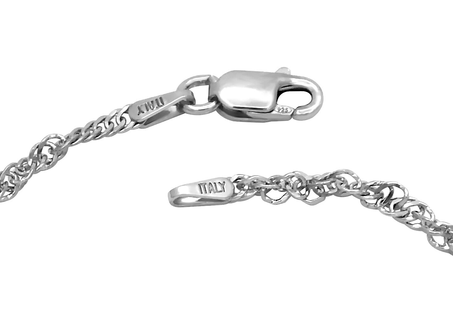 Singapurkette Armband 925 Silber rhodiniert 2,4mm 18cm Damen/ Herren NEU